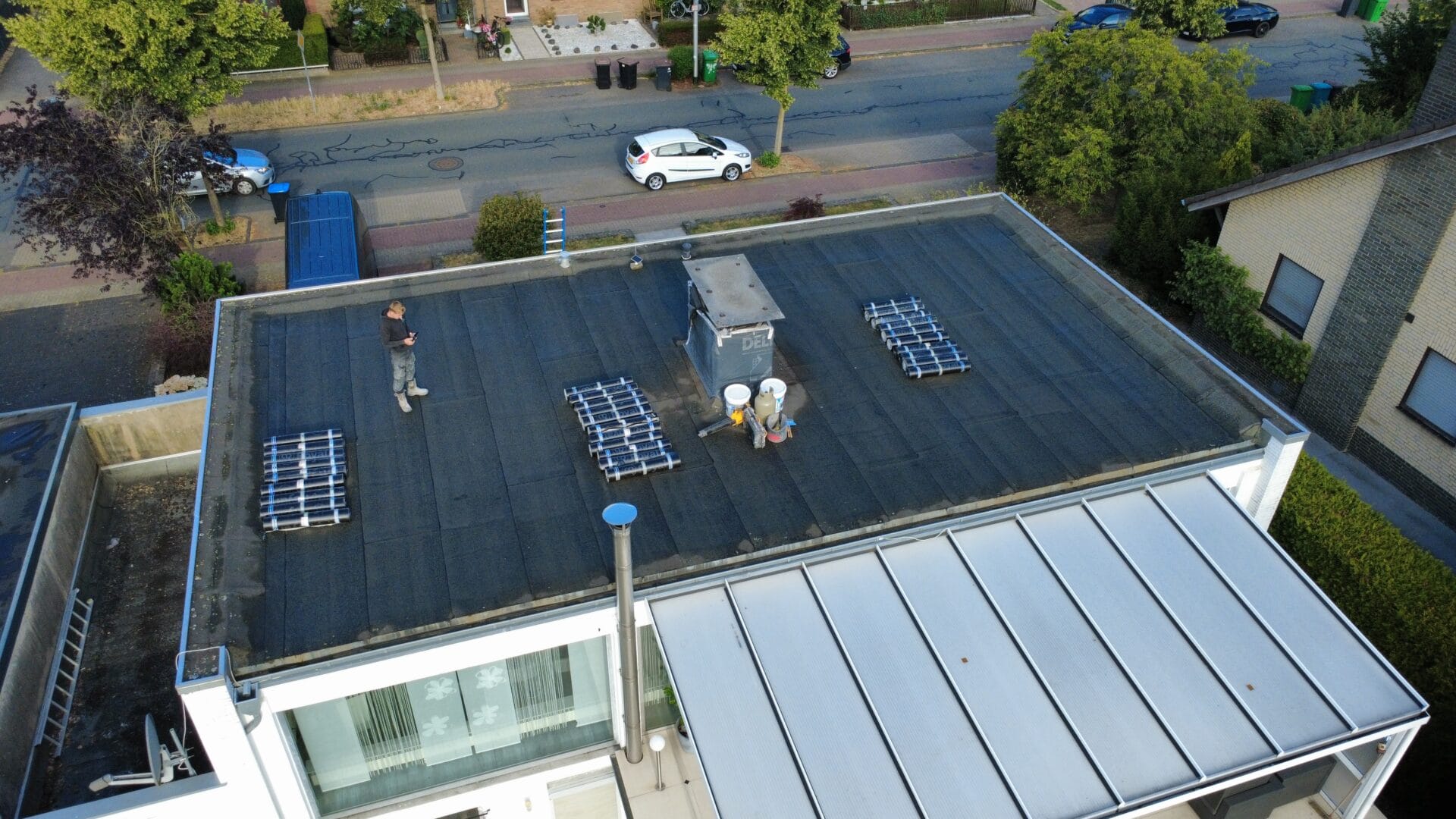 Drone-inspectie van een plat dak door Roofiva